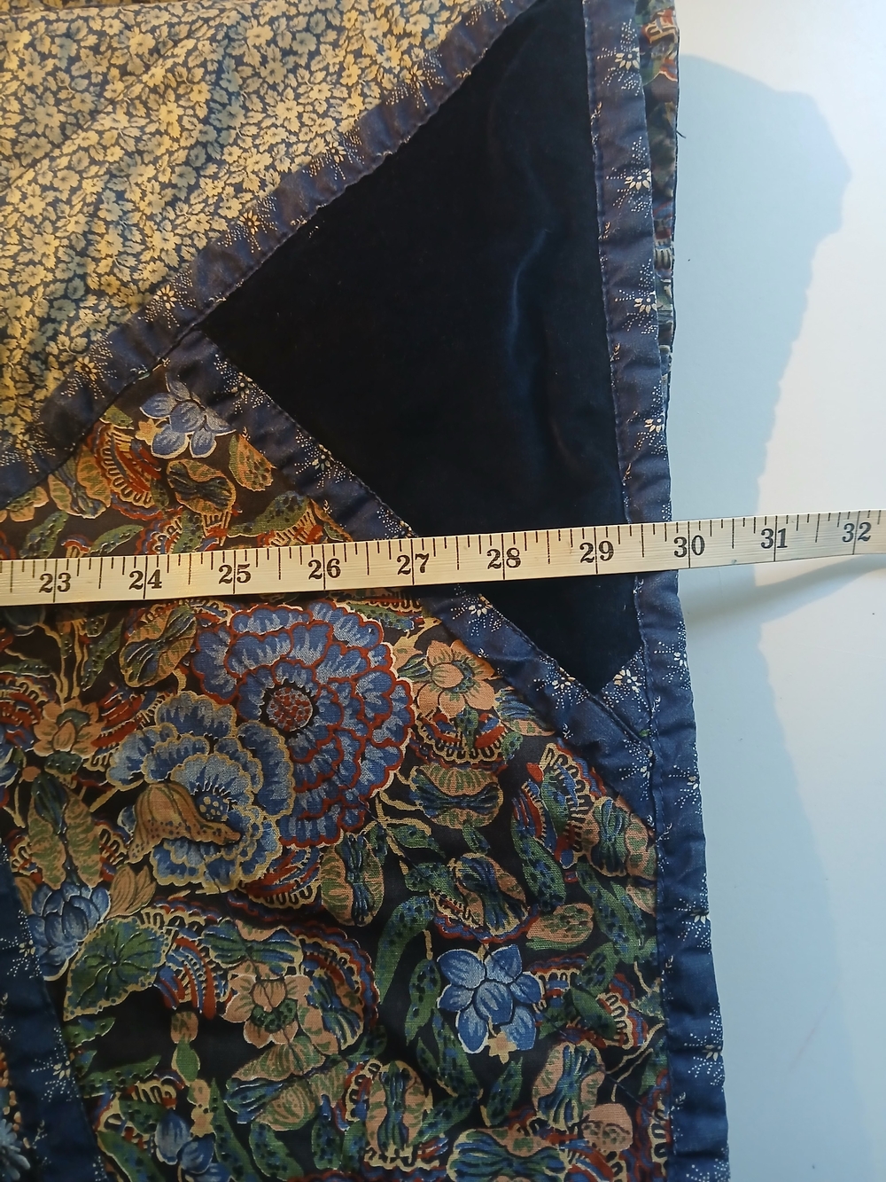 Vintage Festival Boho Patchwork Navy Floral Maxi Skirt Set with Belt - Picture 6 of 10